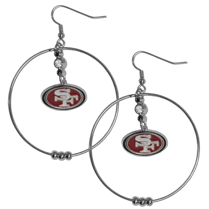 NFL Siskiyou Sports Womens San Francisco 49ers 2 Inch Hoop Earrings One Size Team Color