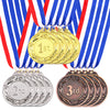 Swpeet 3PCS Metal Award Medals with Neck Ribbon, Olympic Style Winner Medals Gold Silver Brone Medals 1st 2nd 3rd Place Medals for Sports, Competitions, Party