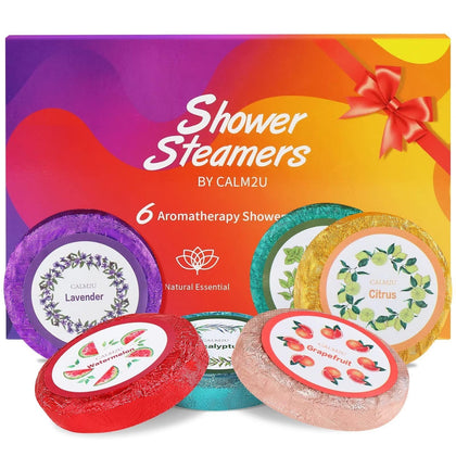 Shower Steamers Aromatherapy Birthday Gifts for Women - Variety Pack of 6 Shower Bombs with Natural Essential Oils, Self Care & Relaxation, Stocking Stuffers for Women