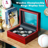 Championship Ring Display Case Wooden Ring Display Case Box Baseball Ring Holder Trophy Case for Multiple Rings Softball Sports Rings, 9 Holes