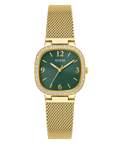 GUESS Women's 32mm Watch - Gold Tone G-Link Green Dial Gold Tone Case