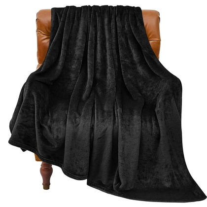 BEDELITE Fleece Blanket Black Throw Blankets for Couch & Bed, Plush Cozy Fuzzy Blanket 50