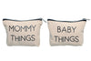 Pearhead Mommy and Baby Canvas Pouch Set, Matching Travel Cases, New Mother Keepsake for New Mothers and Expecting Moms, Modern Neutral Cosmetic And Accessory Bags, Set of 2