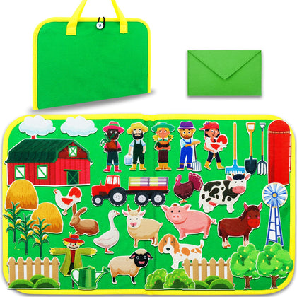 Craftstory Travel Felt Board for Toddlers Farm Animals Toys Preschool Learning Activities 37 Pieces Sensory Toys Barnyard Stories for Classroom Arts and Crafts Supplies