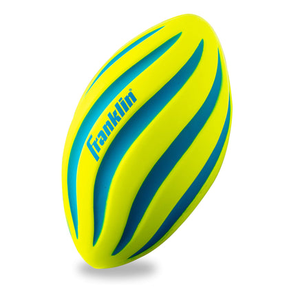 Franklin Sports Foam Football - Perfect for Practice and Backyard Play - Best for First-Time Play and Small Kids - Spiral Football - 9 inches, Yellow/Blue