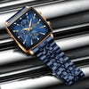 REWARD Square Mens Watch Business Quartz Wrist Watches for Men Chronograph Luminous Waterproof Man Wristwatch Blue