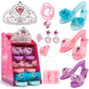 Jaolex Princess Toddler Dress Up Shoes Pretend Play Jewelry Toys Set 3 Pairs of Shoes with Tiara Earrings Necklaces Ring Role Play Shoes Set for Little Girls Aged 3-6 Years Old