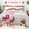 HHgoly Christmas Quilts Set Queen Size, Soft Reversible Quilted Christmas Bedspread Coverlet Lightweight Full/Queen Quilt Bedding Sets with Xmas Santa Tree Snowman Red Plaid Patchwork Pattern