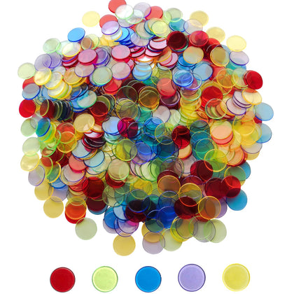 Yuanhe 500 Pieces of 3/4 inch Transparent Bingo Counting Chips for Bingo Game Party, Classroom, Game Night, Bingo Hall-Mixed Color