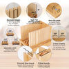 Mama's Great 2023 Updated Bamboo Bread Slicer for Homemade Bread - Adjustable Slicing Guides, Ecofriendly, Compact & Foldable for Easy Bagel & Bread Cutting. Model 2 with Grooved Stop Board