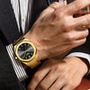 Men's Analog Quartz Waterproof Watches Stainless Steel Gold Watches Luxury Brand Fashion Dress Business Wristwatch (Gold Black)