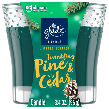 Glade Candle Jar, Air Freshener, Twinkling Pine & Cedar, 3.4 Oz
