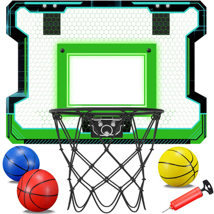 Mini Indoor Basketball Hoop, Basketball Hoop with Complete Accessories for Room & Wall Mounted, Over the Door Small Basketball Arcade Game Sports Toys Gift for 5+ Girls Boys Toddlers Kids Teens Adults