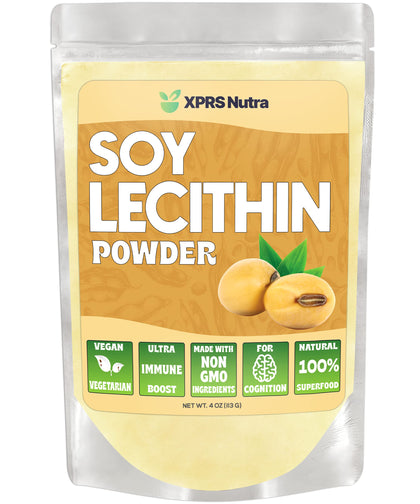 XPRS Nutra Soy Lecithin Powder - Lecithin Powder Food Grade Fat Emulsifier - Suitable for Cooking, Baking and More - Vegan Friendly Soy Lecithin Powder Cooking Aid (4 oz)