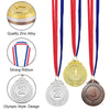 12 Pieces Metal Winner Gold Silver Bronze Award Medals With Neck Ribbon, Olympic Style, 2 Inches