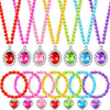 7 Sets Girl Dress up Jewelry Toddler Jewelry Princess Bracelet Necklaces Kids Costume Jewelry Set for Girl Tea Costume Party (Oval, Heart Pendant)
