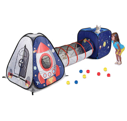 UTEX 3pc Space Astronaut Pop Up Play Tents with Tunnels for Kids, Boys, Girls, Babies and Toddlers, Indoor/Outdoor Playhouse -Stem Inspired Design W/Solar System & Planet