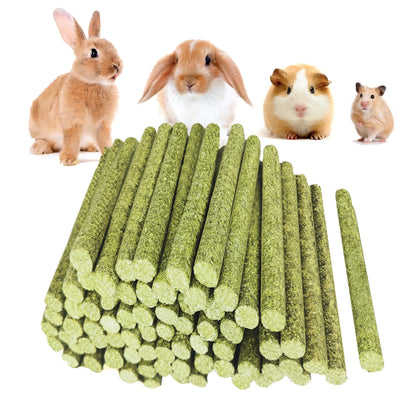 GREMBEB Rabbit Toys,50Pcs Timothy Hay Stick for Guinea Pig Toy Bunny Chew Toys for Teeth Grinding Hamster Alfalfa Bite Treat Rabbit Molar Food Snack for Pet Rat Chinchilla Squirrel Gerbil