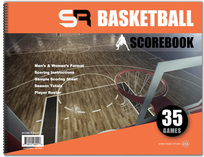 Score It Right Basketball Scorebook - 16-Player Mens and Womens Basketball Score Keeping Book - Basketball Game Score Book for Individual and Team Stats - 9.25 x 12-inch Hardcover Book
