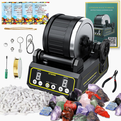 Rock Tumbler for Adults, Professional Large 2.5LB Capacity, 3-Speed Motor & 9-Day Timer, Hobby Rocks Polisher, STEM Science Kit for Geology Enthusiasts