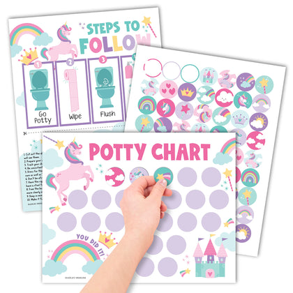 Unicorn Potty Training Chart For Toddler Girls - Potty Training Sticker Chart For Girls Potty, Potty Chart For Girls With Sticker, Sticker Chart For Kids Potty Training Reward Chart, Kids Reward Chart