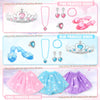 Princess Dress Up Clothes Jewelry Boutique, Pretend Play Toys w/ 3 Princess Dresses, Bracelets, Rings, Earrings, Crown, and Wand, Gifts for 3 4 5 Year Old Girls