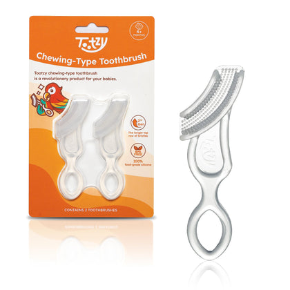 Tootzy Chewing-Type Training Toothbrush, Gentle Silicone Baby Toothbrush Teether for Teething and Oral Care, BPA-Free, Set of 2