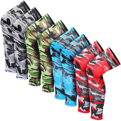 Tatuo Sports Compression UV Long Leg Sleeves for Running Basketball Football Cycling and Other Sports for Men, Women, Youth (Camouflage Colors,8 Pieces)