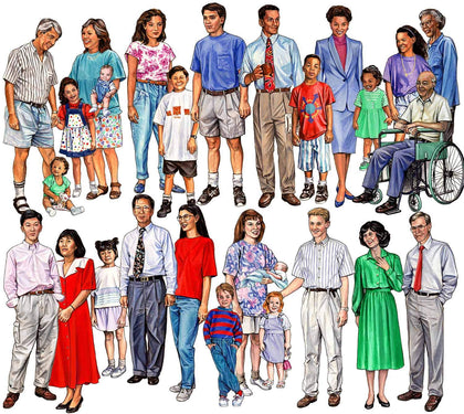 Set of 4 Families 27 Multicultural Diverse Felt Figures for Flannel Board- Precut