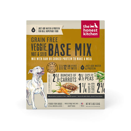 The Honest Kitchen Human Grade Dehydrated Grain Free Veggie, Nut & Seed Base Mix for Dogs 3 lb - Kindly