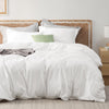 Bedsure White Duvet Cover Queen Size - Polyester & Rayon Derived from Bamboo Queen Duvet Cover Set, 3 Pieces, 1 Zipper Closure Duvet Cover (90