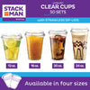 20 oz Clear Plastic Cups with Strawless Sip-Lids [50 Sets] PET Crystal Clear Disposable 16oz Plastic Cups with Lids - Crystal Clear, Durable Cup - BPA Free + Crack Resistant, for Coffee, Juice, Shakes