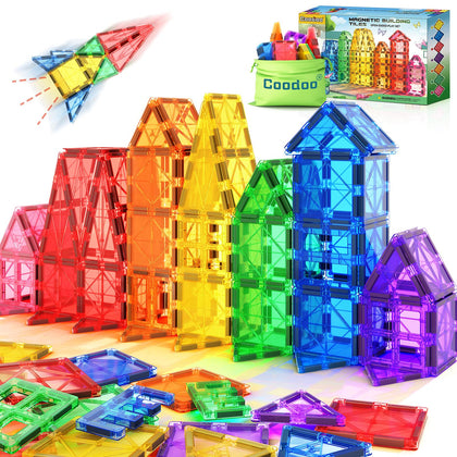 Kids Toys Magnetic Tiles Starter Set, Magnetic Blocks for Toddlers Magnet Building Toys Preschool Montessori Learning Games for 3+ Year Old Boys & Girls, Creative Classroom Supplies