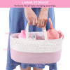 ABenkle Baby Diaper Caddy, Nursery Storage Bin and Car Organizer for Diapers and Baby Wipes, Cotton Rope Diaper Basket Caddy, Changing Table Diaper Storage Caddy Baby Gift Baskets -Pink