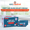 Epic Medical Supply First Aid Burn Relief Cream .9g Packets Box of 144 with Lidocaine and Benzalkonium Chloride for Minor Scrapes, Cuts, and Skin Irritations, Home and Medical Skincare.