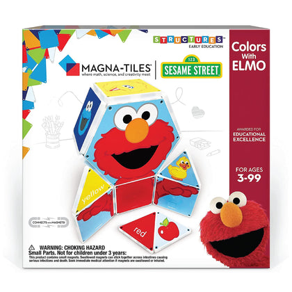 CreateOn Magna-Tiles Sesame Street Toys, Magnetic Kids Building Toys from Sesame Street Books, Colors with Elmo Magnet Tiles, Educational Toys for Ages 3+, 17 Pieces