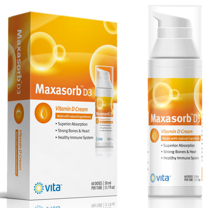 Vita Sciences Maxasorb Vitamin D3 Cream for Psoriasis Relief and Healthy Skin Care - Itch-Free, Paraben-Free Formula with 1000 IU Vitamin D for Optimal Absorption