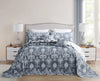 Blythease Oversized King Bedspread 138X122 Extra Wide, Jacquard Matelasse Damask Pattern Design, Lightweight, Reversible, 5 Piece, 100% Microfiber, California/Alaskan King, Blue