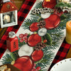Artoid Mode Red Black Buffalo Plaid Xmas Balls Holly Christmas Table Runner, Winter Kitchen Dining Table Decoration for Outdoor Home Party 13x72 Inch