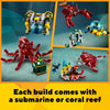 LEGO Creator 3 in 1 Sunken Treasure Mission Submarine Toy, Underwater Creatures Transform from Octopus tp Lobster to Manta Ray, Fun Sea Animal Figures, 31130