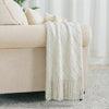 BOURINA Throw Blanket Knitted Throw Textured Solid Soft Sofa Couch Cover Decorative Knitted Blanket, 50