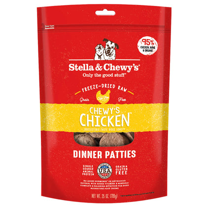 Stella & Chewy's Freeze Dried Raw Dinner Patties - Grain Free Dog Food, Protein Rich Chewys Chicken Recipe - 25 oz Bag