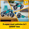 LEGO Creator 3 in 1 Vintage Motorcycle Set, Transforms from Classic Motorcycle Toy to Street Bike to Dragster Car, Vehicle Building Toys, Great Gift for Boys, Girls, and Kids 8 Years Old and Up, 31135
