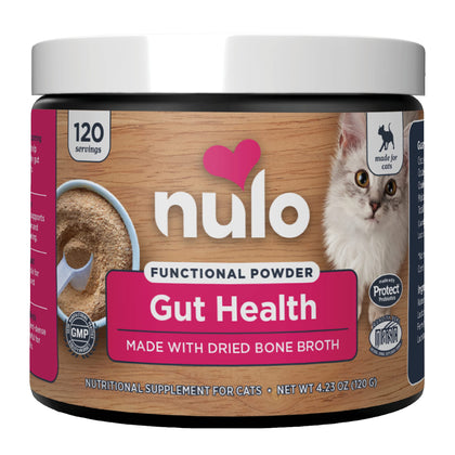 Nulo Functional Powder Gut Health Cat Supplement, for Cat Digestion, Formulated with 5-Strain Probiotic Blend, 120 Servings