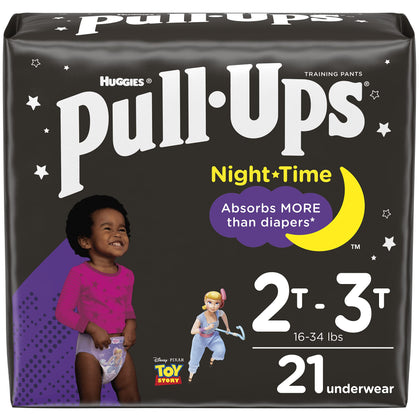 Pull-Ups Girls' Nighttime Potty Training Pants Training Underwear, 2T-3T, 21 Ct
