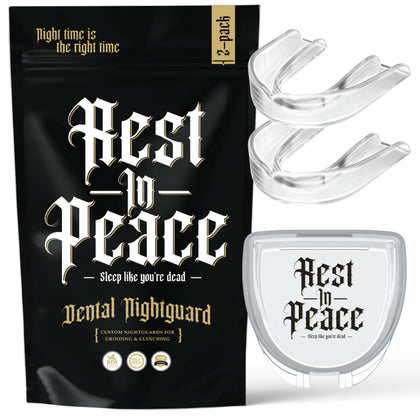 Rest in Peace Night Guard - Pack of Two Moldable Mouth Guard for Teeth Grinding Clenching Bruxism (Clear)