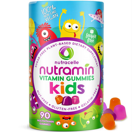 Nutracelle NUTRAMIN Sugar-Free, Allergen-Free & Vegan Gummy Multivitamins for Kids - Great Tasting Gummies Your Kids Will Love - 90 Count Bottle