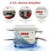 Pyle Auto 2-Channel Bridgeable Marine Amplifier with Bluetooth Speakers, White