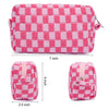 SOIDRAM 2 Pieces Makeup Bag Pouch Checkered Cosmetic Bag Pink Green, Travel Toiletry Bag Organizer Cute Makeup Brushes Storage Bag for Women