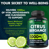 Citrus Bergamot Extract 1000mg - Organic Citrus Bergamot Supplement for Heart, Immune System Support, and Healthy Aging - Pure, Vegan Bergamot Capsules